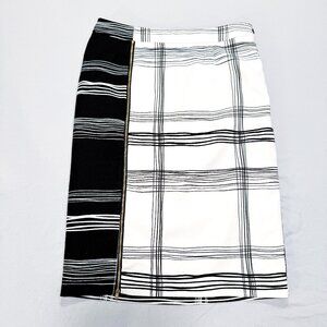 Worthington Black and White Print Pencil Skirt Straight Slit Women's Size 6